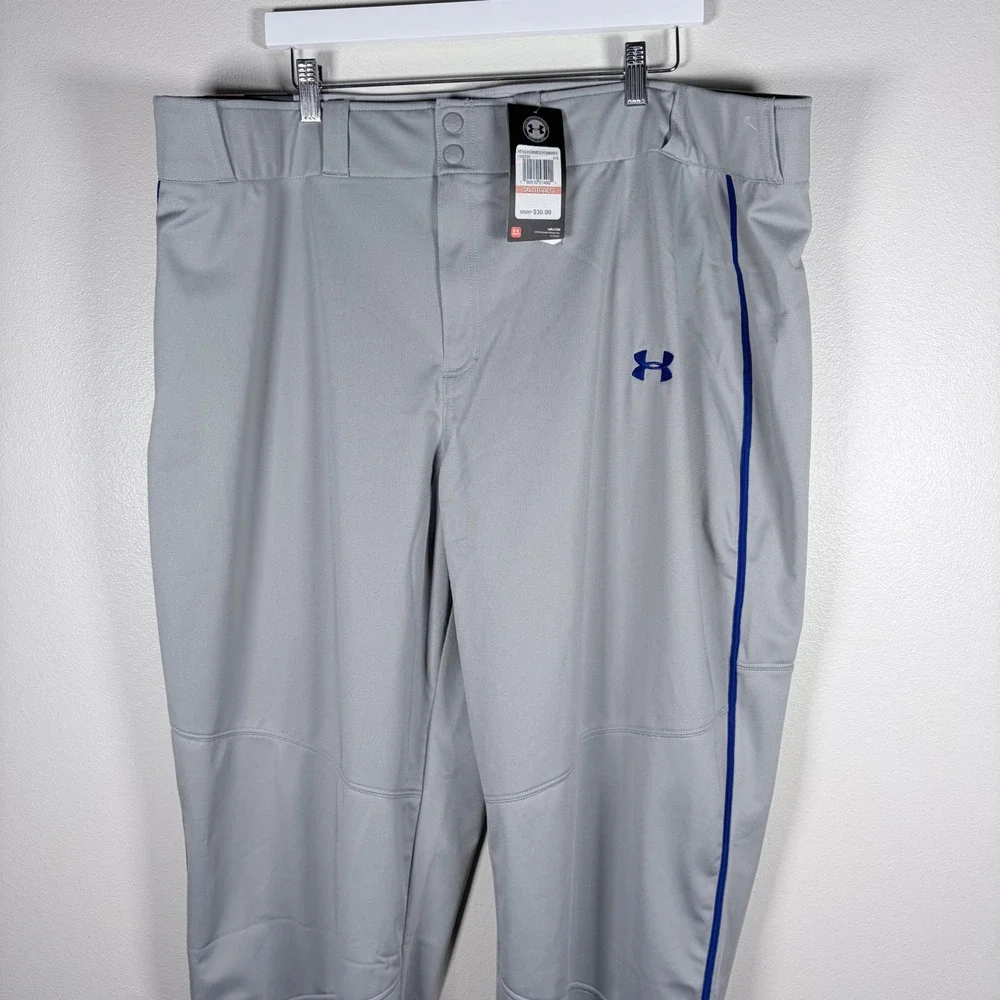 Under Armour‎ Mens HeatGear Baseball Pants Gray Blue Relaxed Fit 3XL NWT